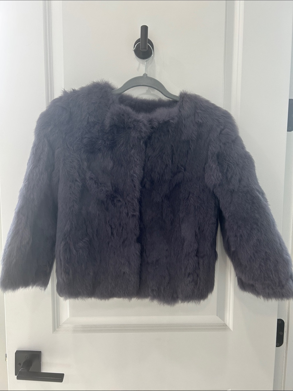 Plush Rabbit Fur Jacket - Charcoal Purple
